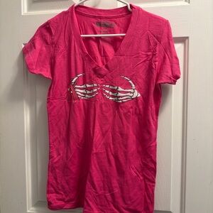 Pink Skeleton Hands Graphic Tee